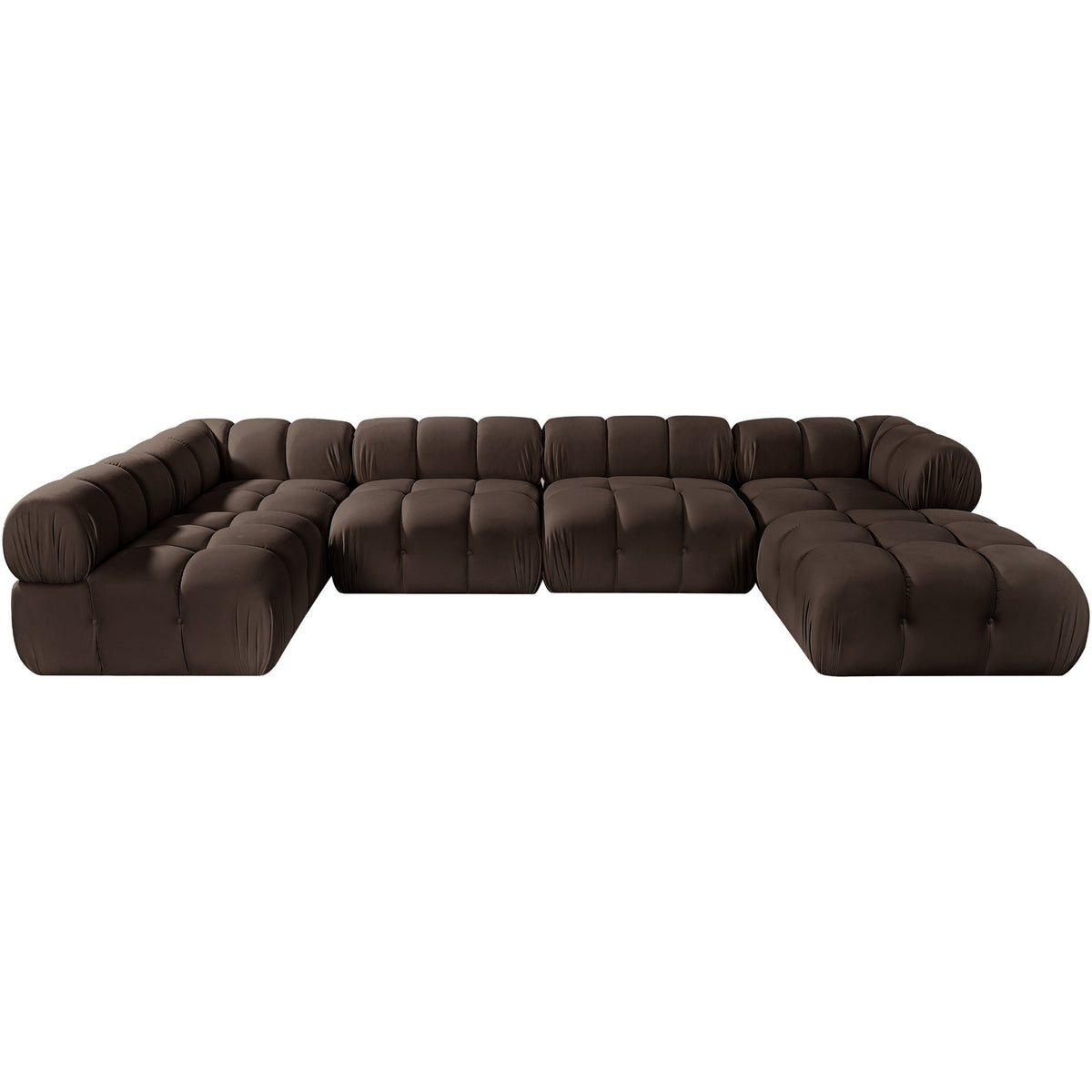 Orin Brown Velvet Performance Fabric Upholstered 6 Piece Modular Sectional Sofa