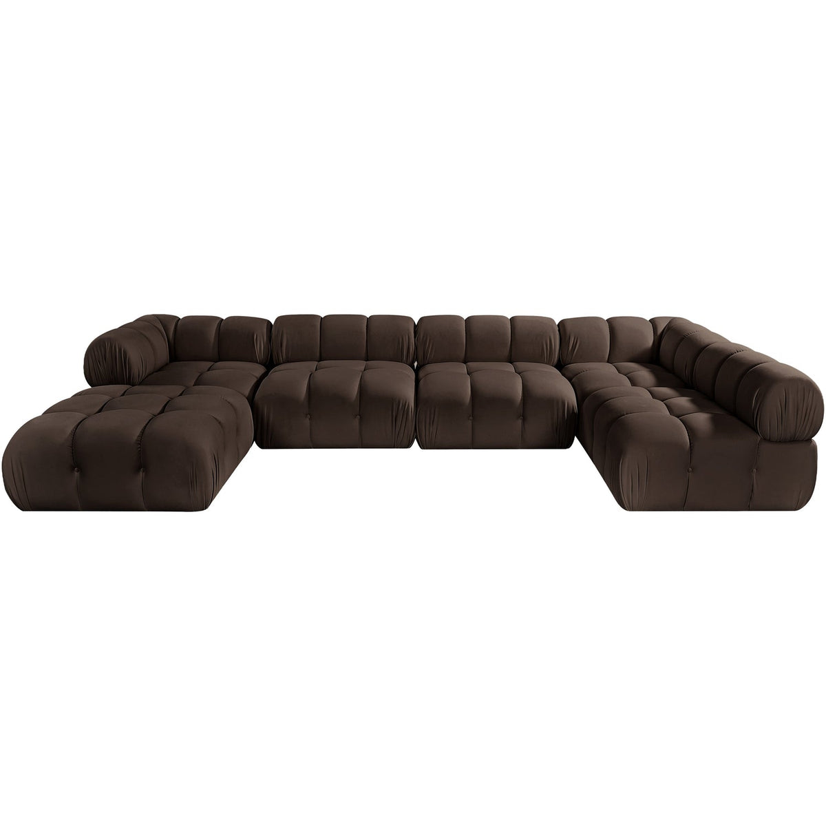 Orin Brown Velvet Performance Fabric Upholstered 6 Piece Modular Sectional Sofa