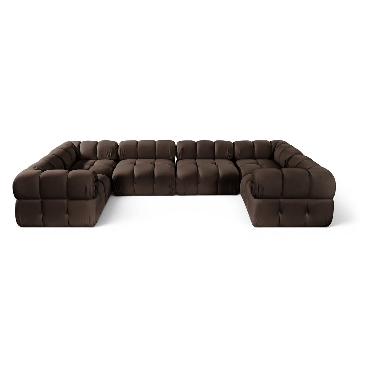 Orin Brown Velvet Performance Fabric Upholstered 6 pc. Modular Sectional, 148"W x 74"D x 28"H, primary product view