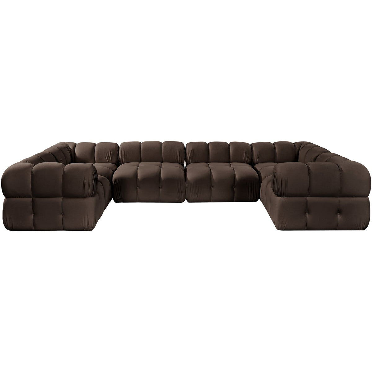 Orin Brown Velvet Performance Fabric Upholstered 6 Piece Modular Sectional Sofa