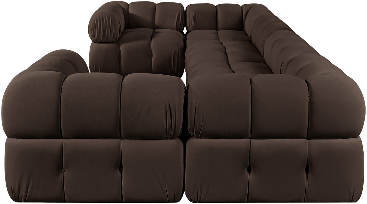 Orin Brown Velvet Performance Fabric Upholstered 6 Piece Modular Sectional Sofa