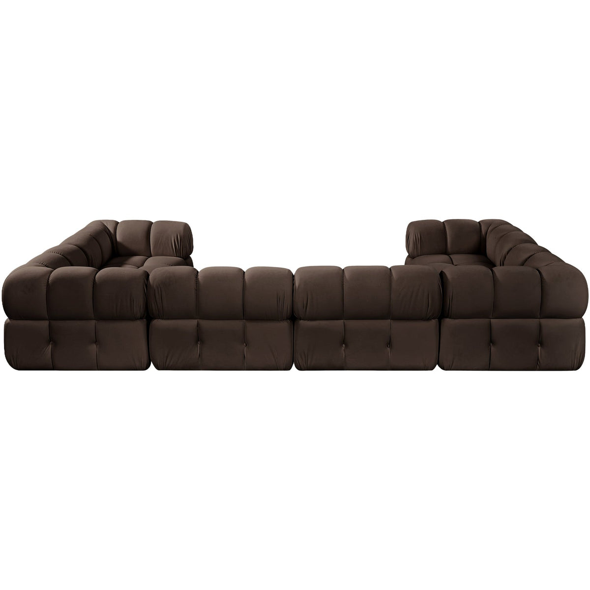 Orin Brown Velvet Performance Fabric Upholstered 6 Piece Modular Sectional Sofa