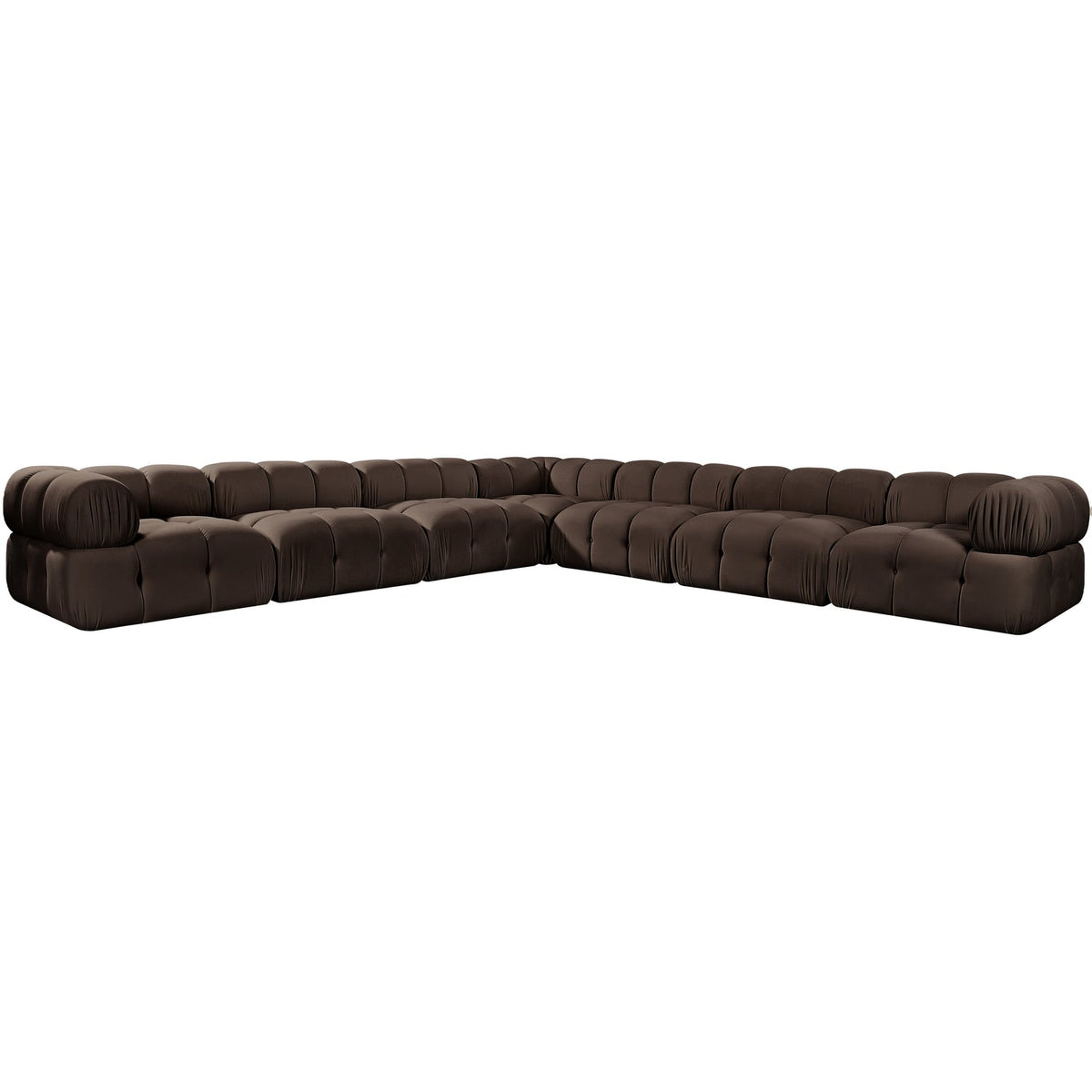 Orin Brown Velvet Performance Fabric Upholstered 7 Piece Modular Sectional Sofa