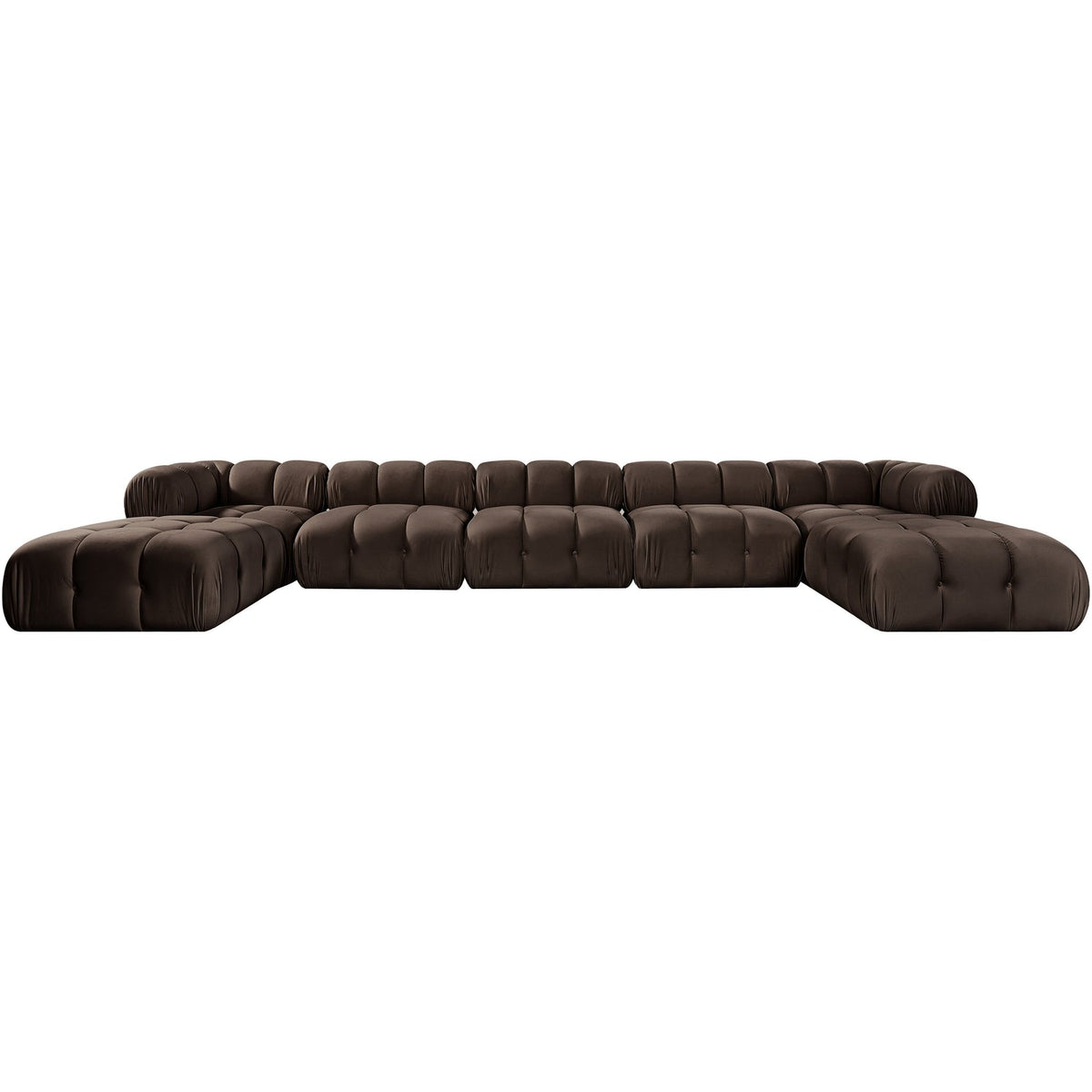Orin Brown Velvet Performance Fabric Upholstered 7 Piece Modular Sectional Sofa