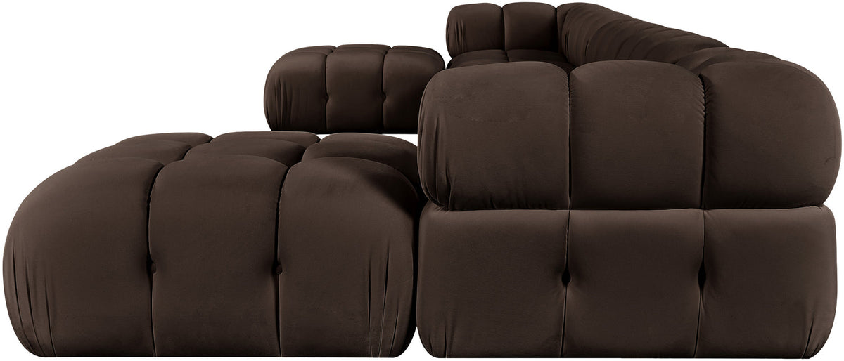 Orin Brown Velvet Performance Fabric Upholstered 7 Piece Modular Sectional Sofa