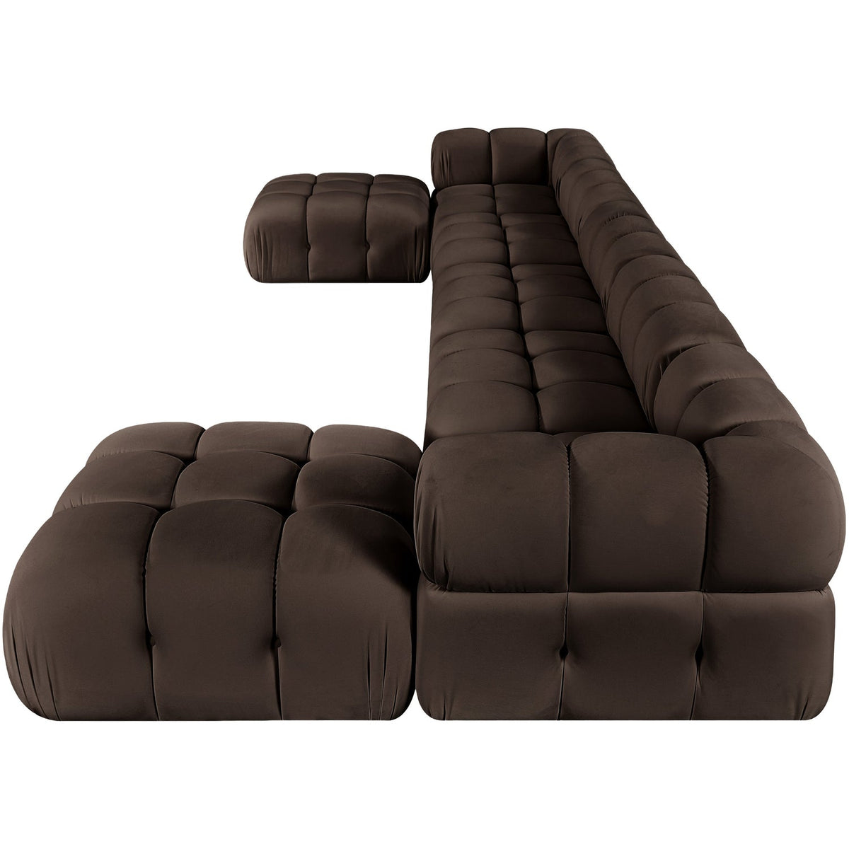 Orin Brown Velvet Performance Fabric Upholstered 7 Piece Modular Sectional Sofa