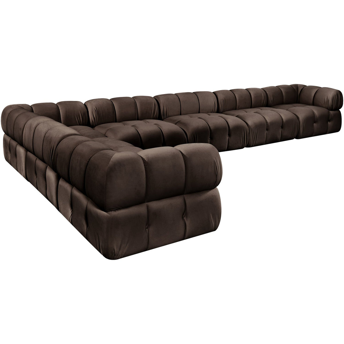 Orin Brown Velvet Performance Fabric Upholstered 7 Piece Modular Sectional Sofa