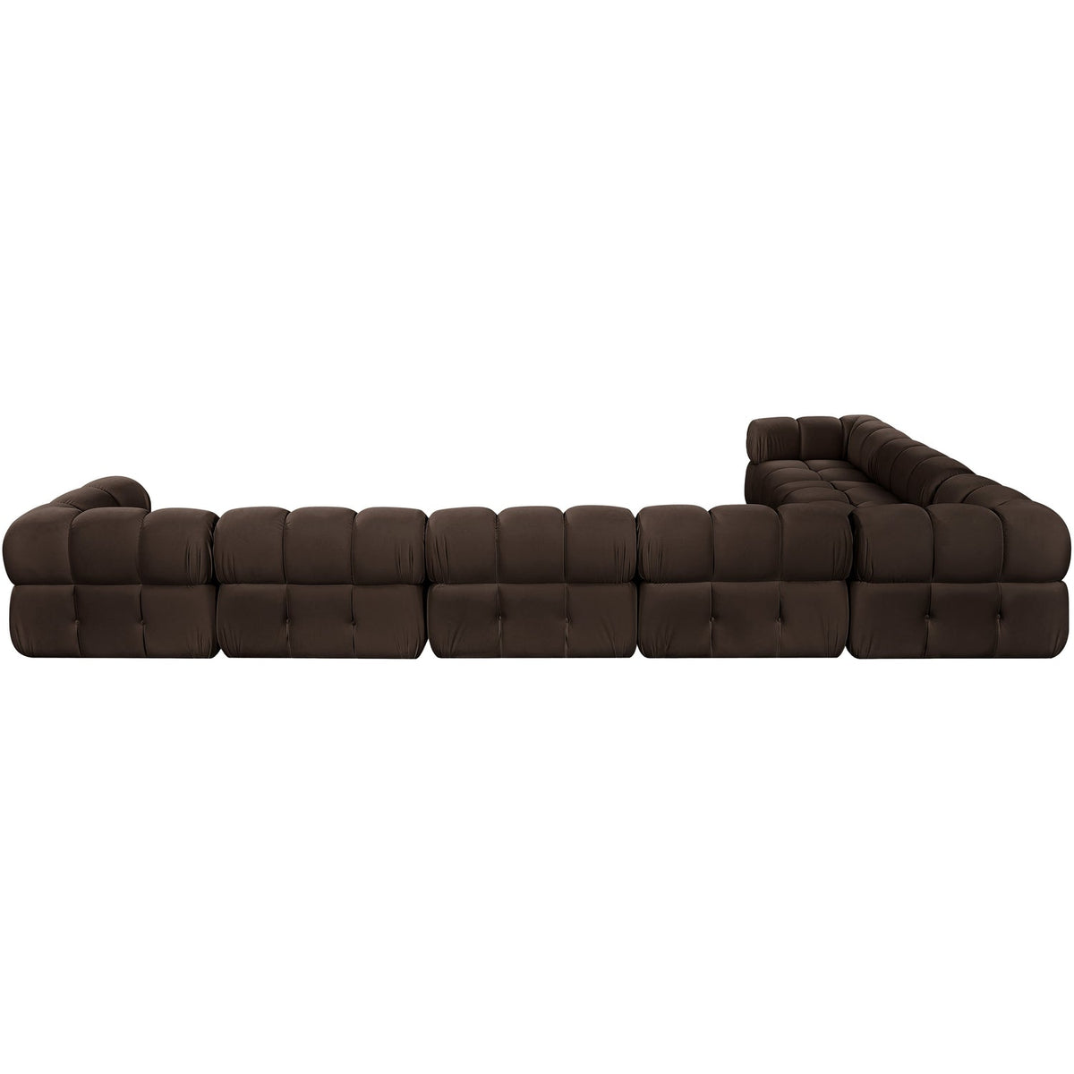 Orin Brown Velvet Performance Fabric Upholstered 7 Piece Modular Sectional Sofa