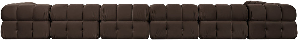 Orin Brown Velvet Performance Fabric Upholstered 7 Piece Modular Sectional Sofa