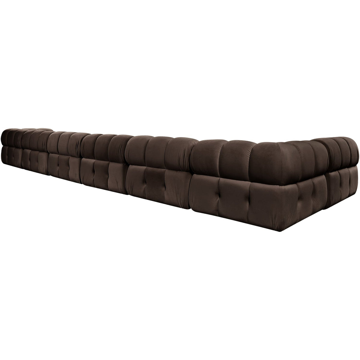 Orin Brown Velvet Performance Fabric Upholstered 7 Piece Modular Sectional Sofa