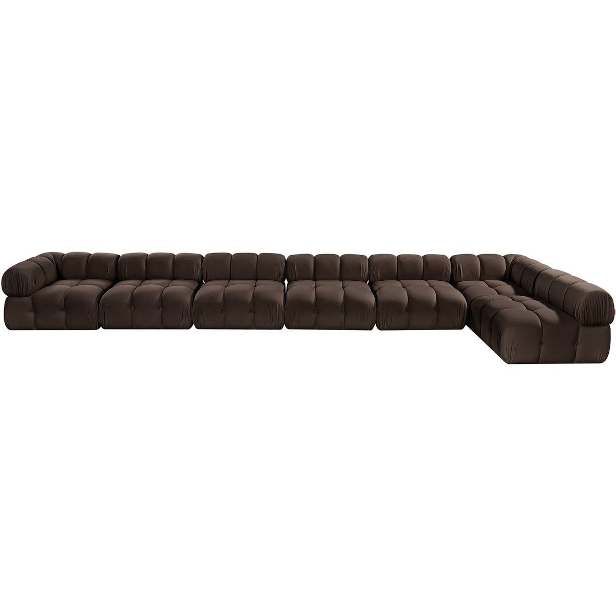 Orin Brown Velvet Performance Fabric Upholstered 7 Piece Modular Sectional Sofa