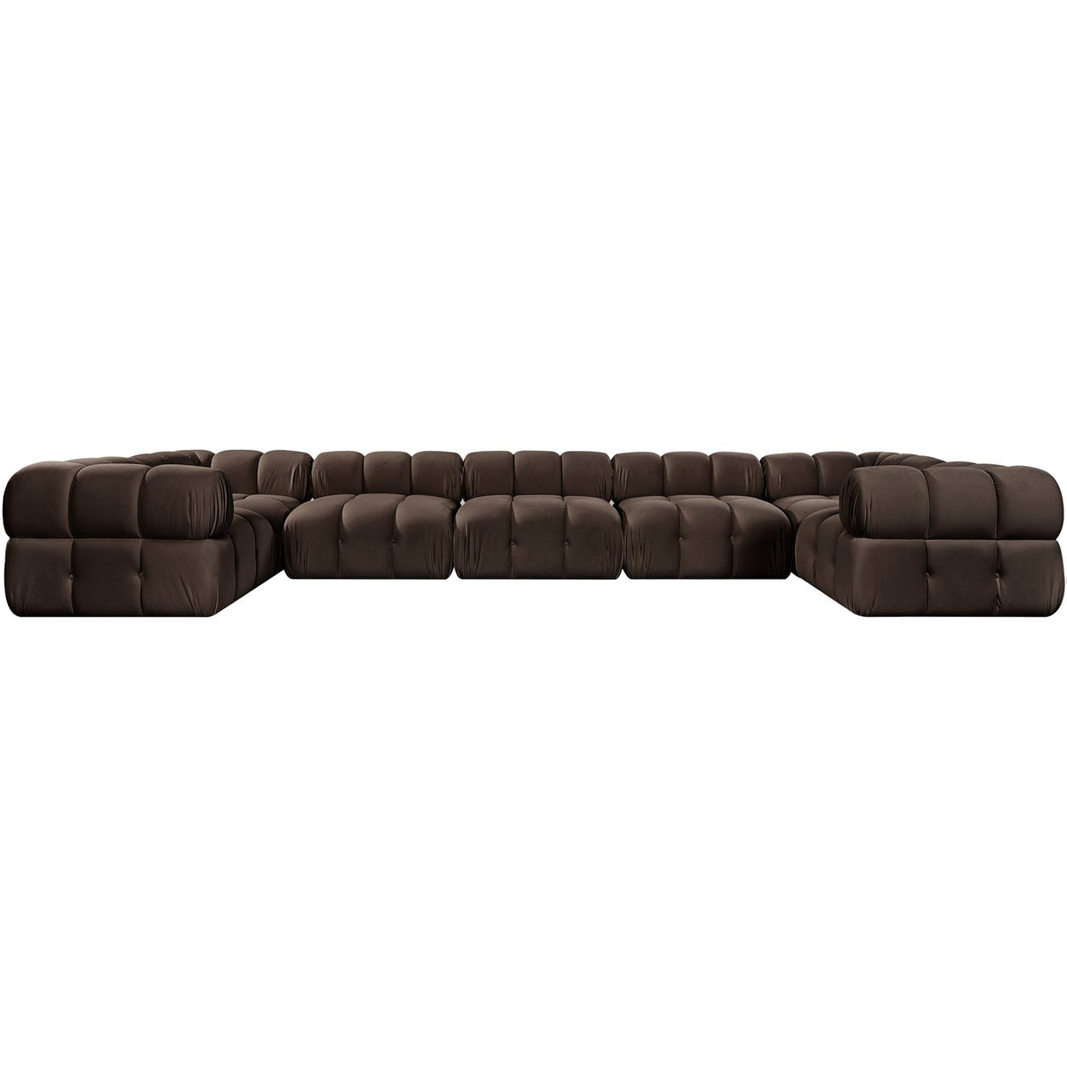 Orin Brown Velvet Performance Fabric Upholstered 7 Piece Modular Sectional Sofa