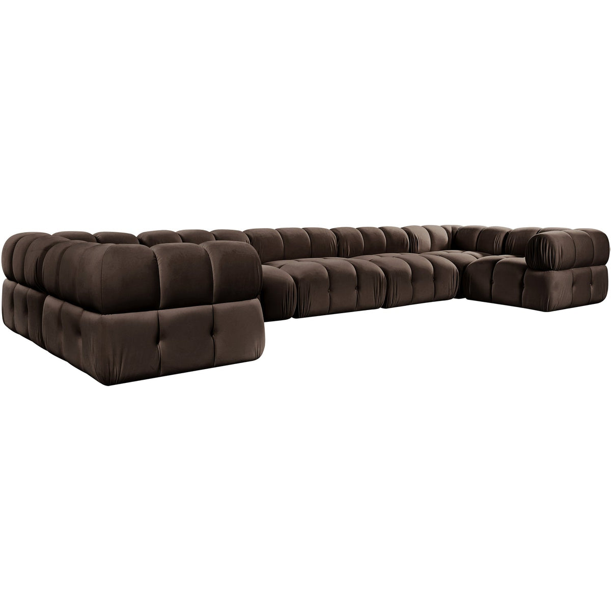 Orin Brown Velvet Performance Fabric Upholstered 7 Piece Modular Sectional Sofa
