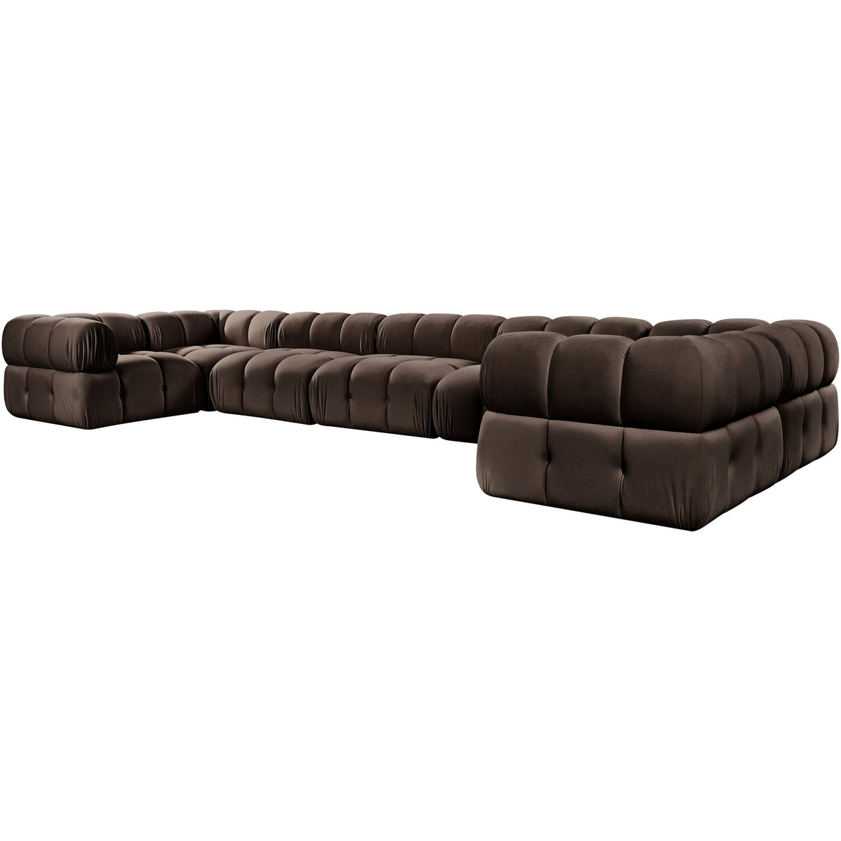 Orin Brown Velvet Performance Fabric Upholstered 7 Piece Modular Sectional Sofa