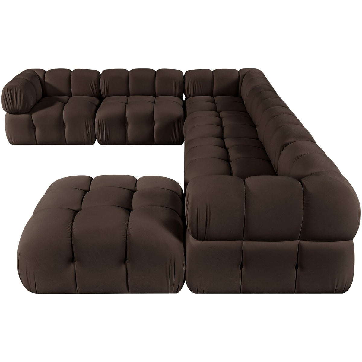 Orin Brown Velvet Performance Fabric Upholstered 7 Piece Modular Sectional Sofa