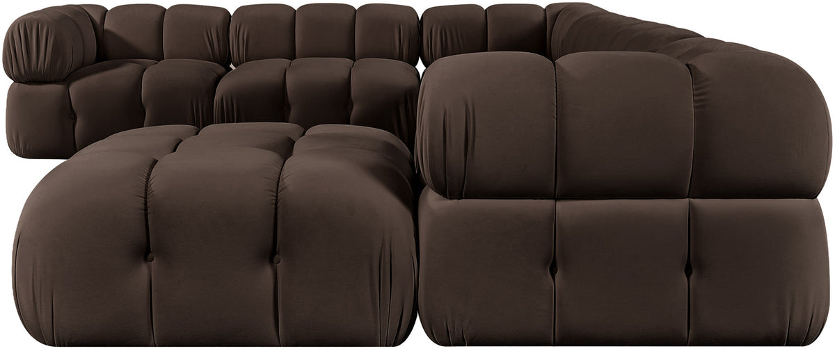 Orin Brown Velvet Performance Fabric Upholstered 7 Piece Modular Sectional Sofa