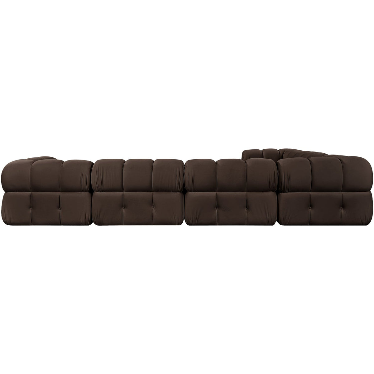 Orin Brown Velvet Performance Fabric Upholstered 7 Piece Modular Sectional Sofa