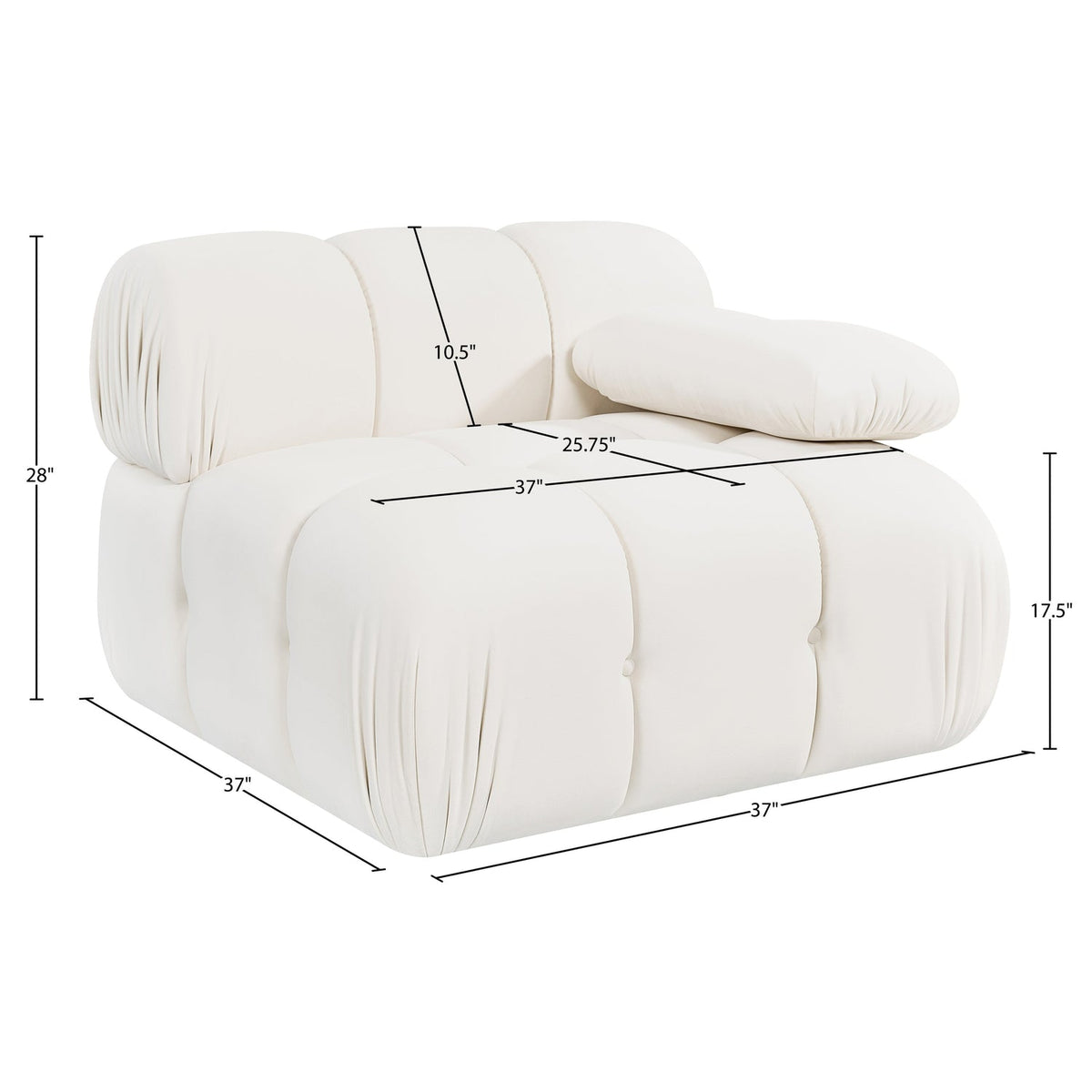Orin Cream Velvet Performance Fabric Upholstered Modular Chair