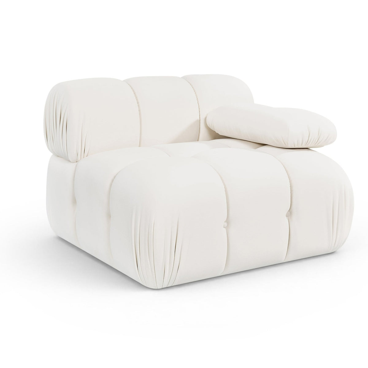 Orin Modular Chair in cream velvet performance fabric, movable arm, primary product view