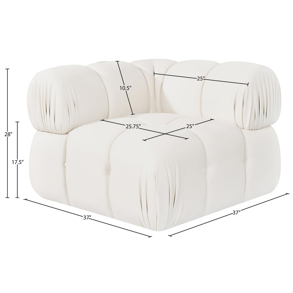 Orin Cream Velvet Performance Fabric Upholstered Modular Corner Chair