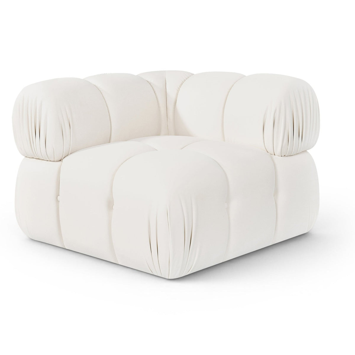 Orin Cream Velvet Performance Fabric Upholstered Modular Corner Chair in cream, primary product view
