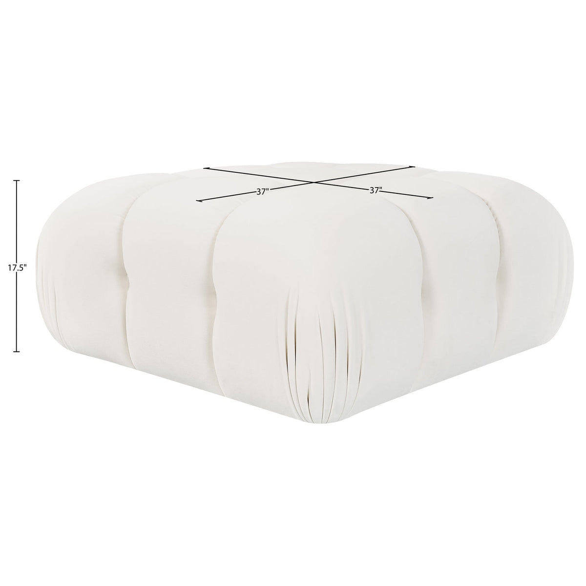 Orin Cream Velvet Performance Fabric Upholstered Modular Ottoman