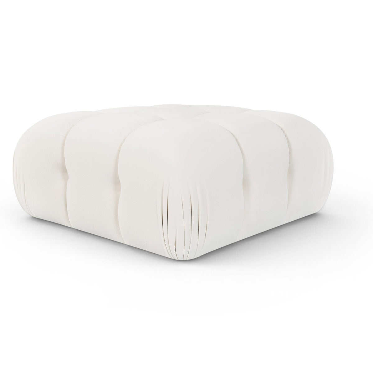 Orin Cream Velvet Performance Fabric Upholstered Modular Ottoman in cream, primary product view