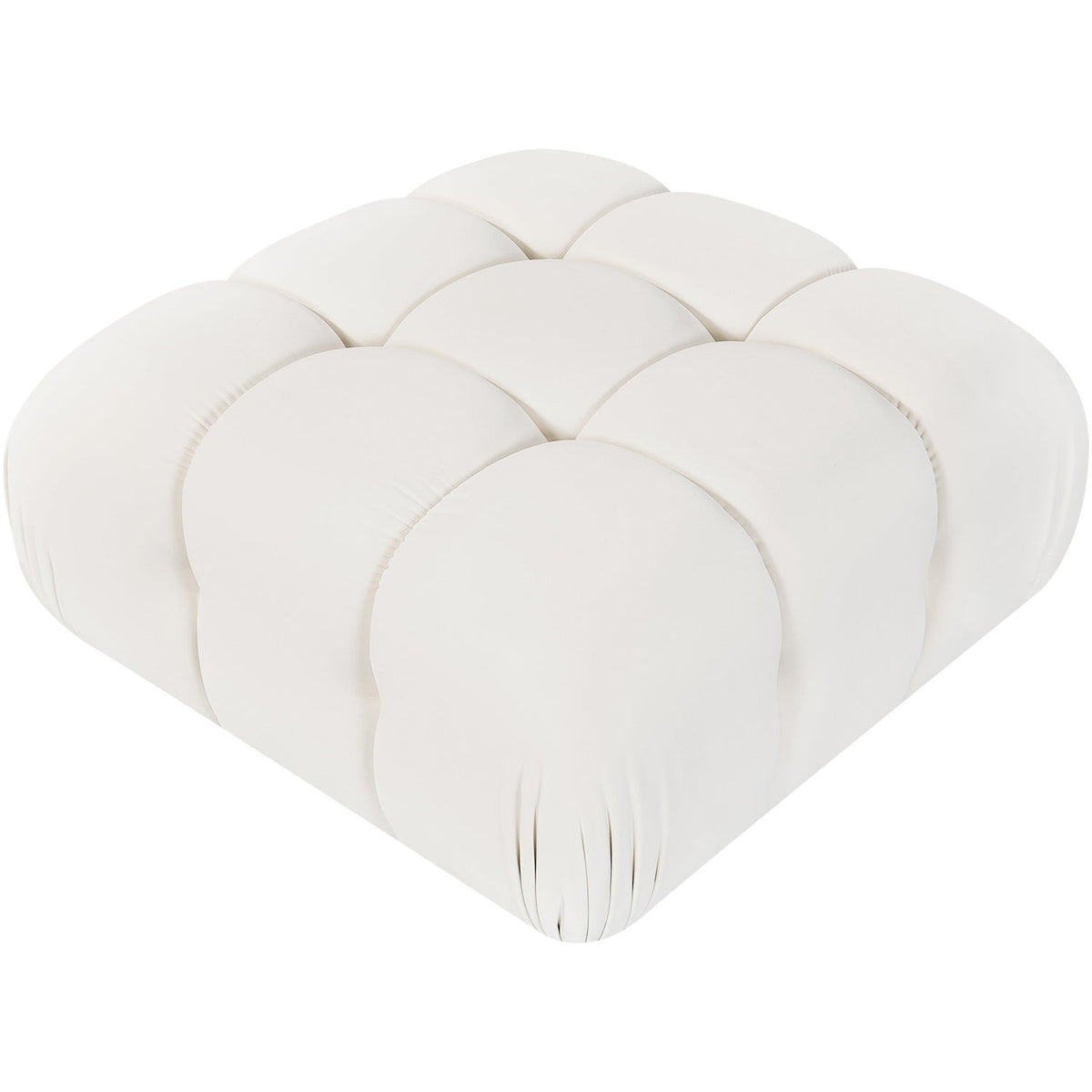 Orin Cream Velvet Performance Fabric Upholstered Modular Ottoman
