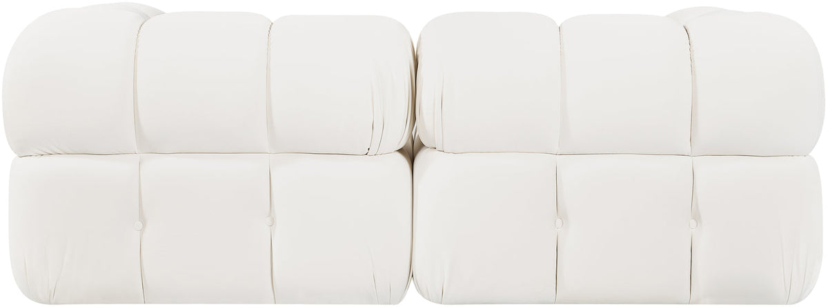 Orin Cream Velvet Performance Fabric Upholstered 2 Piece Modular Sofa