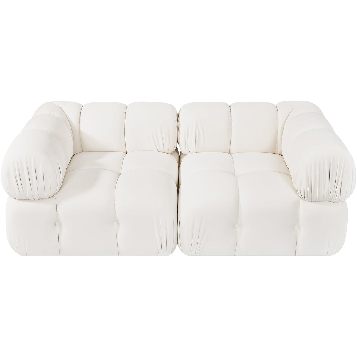 Orin Cream Velvet Performance Fabric Upholstered 2 Piece Modular Sofa