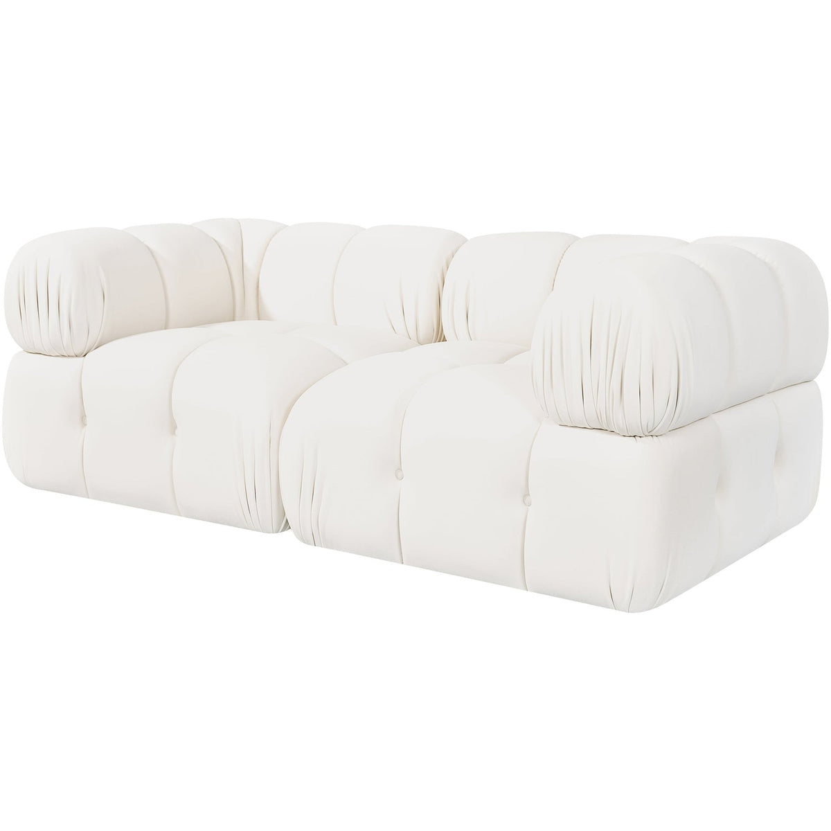 Orin Cream Velvet Performance Fabric Upholstered 2 Piece Modular Sofa