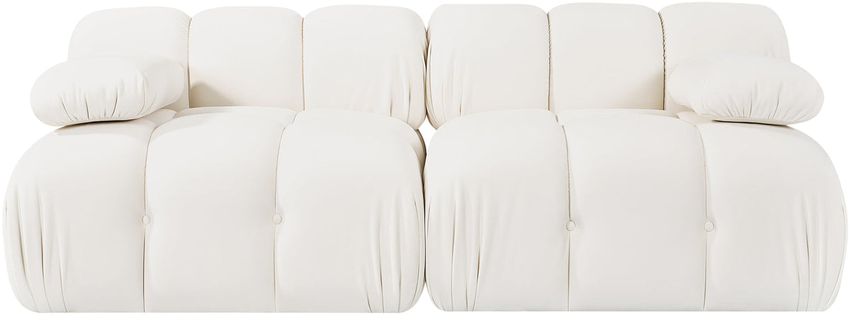 Orin Cream Velvet Performance Fabric Upholstered 2 Piece Modular Sofa