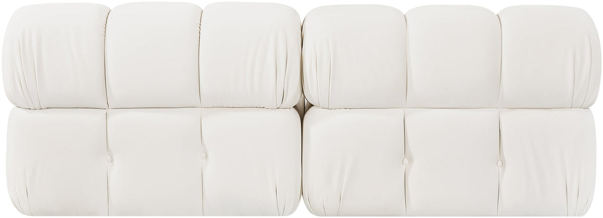 Orin Cream Velvet Performance Fabric Upholstered 2 Piece Modular Sofa