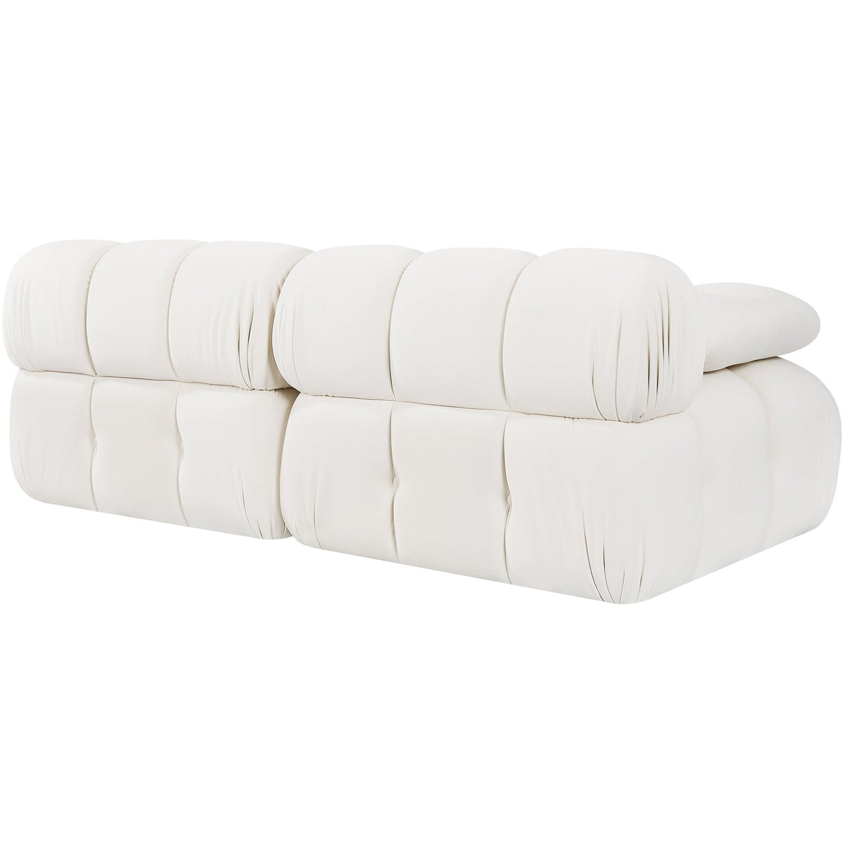 Orin Cream Velvet Performance Fabric Upholstered 2 Piece Modular Sofa