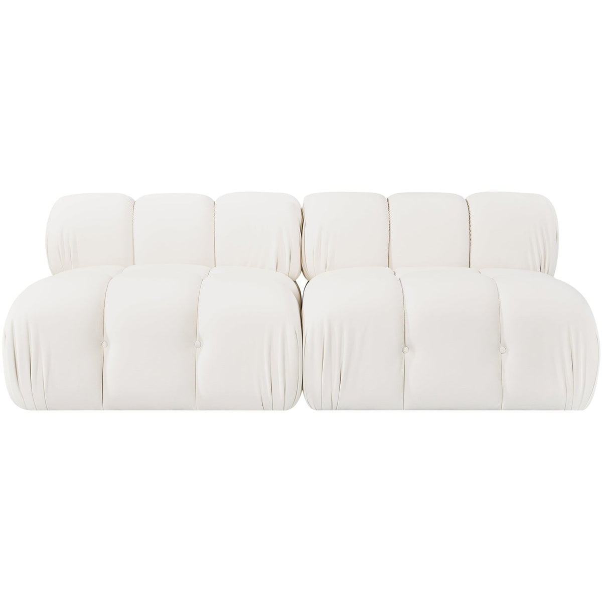 Orin Cream Velvet Performance Fabric Upholstered 2 Piece Modular Sofa