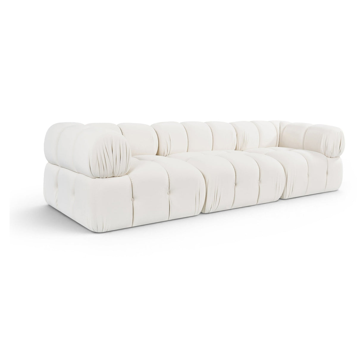Orin Cream Velvet Performance Fabric Upholstered 3 pc. Modular Sofa in cream velvet, primary product view