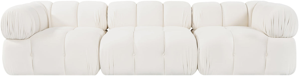 Orin Cream Velvet Performance Fabric Upholstered 3 Piece Modular Sofa