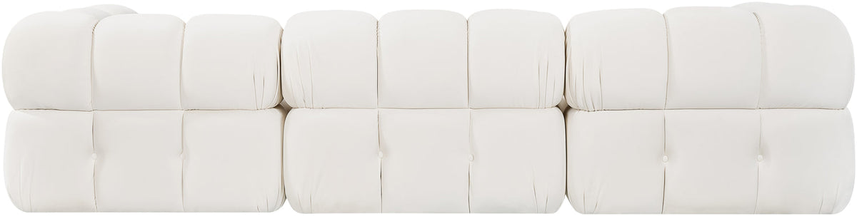 Orin Cream Velvet Performance Fabric Upholstered 3 Piece Modular Sofa