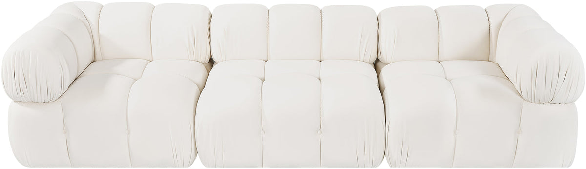 Orin Cream Velvet Performance Fabric Upholstered 3 Piece Modular Sofa