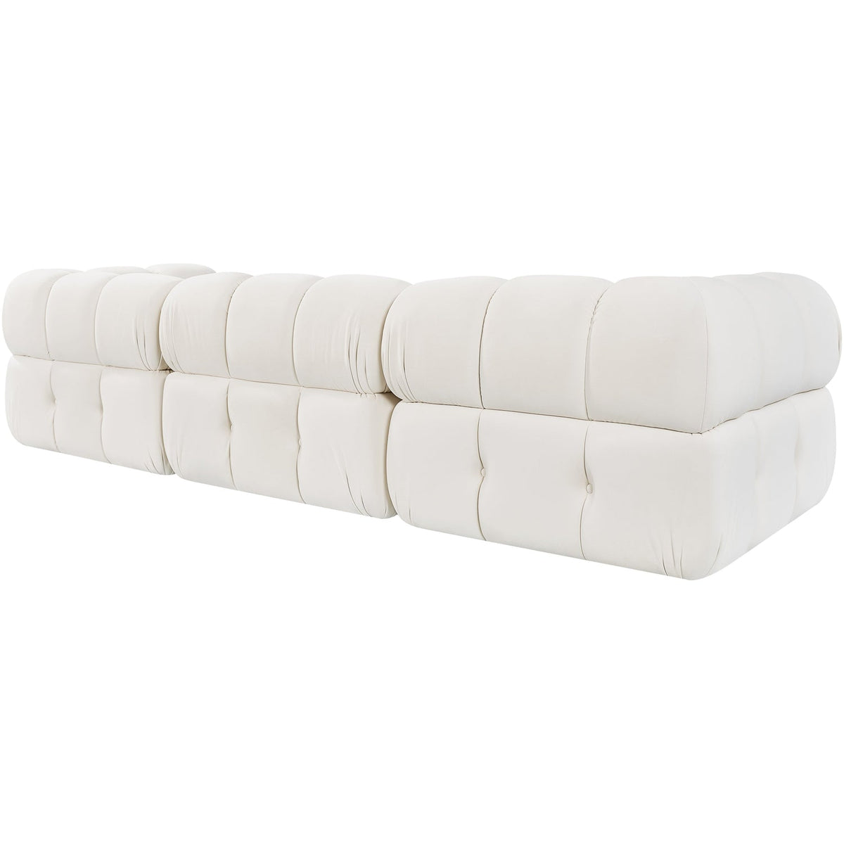 Orin Cream Velvet Performance Fabric Upholstered 3 Piece Modular Sofa