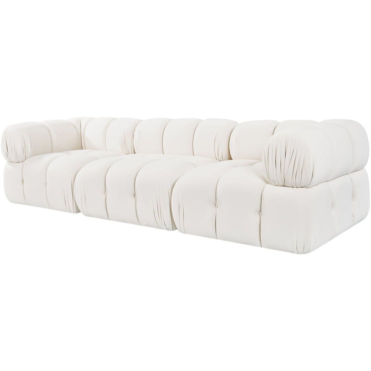 Orin Cream Velvet Performance Fabric Upholstered 3 Piece Modular Sofa