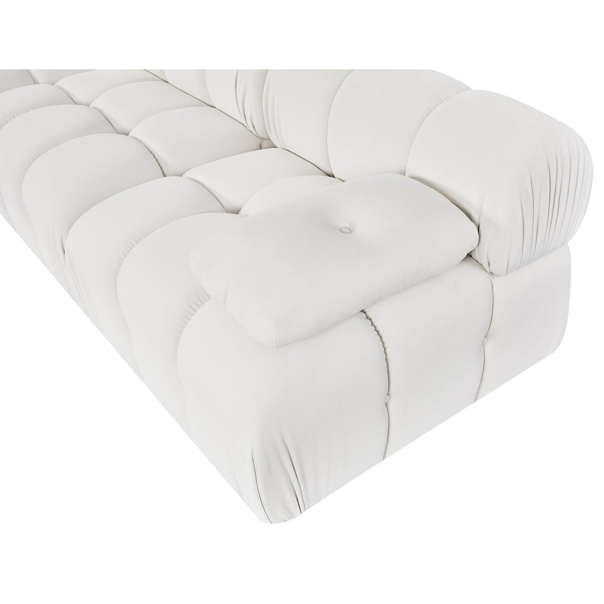 Orin Cream Velvet Performance Fabric Upholstered 3 Piece Modular Sofa