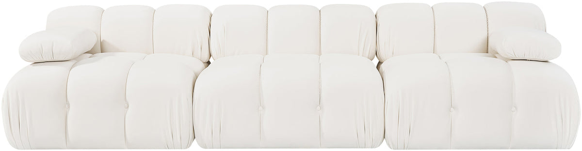 Orin Cream Velvet Performance Fabric Upholstered 3 Piece Modular Sofa