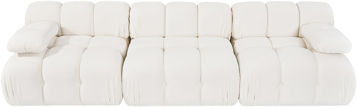 Orin Cream Velvet Performance Fabric Upholstered 3 Piece Modular Sofa