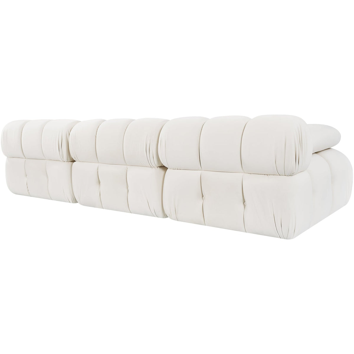 Orin Cream Velvet Performance Fabric Upholstered 3 Piece Modular Sofa