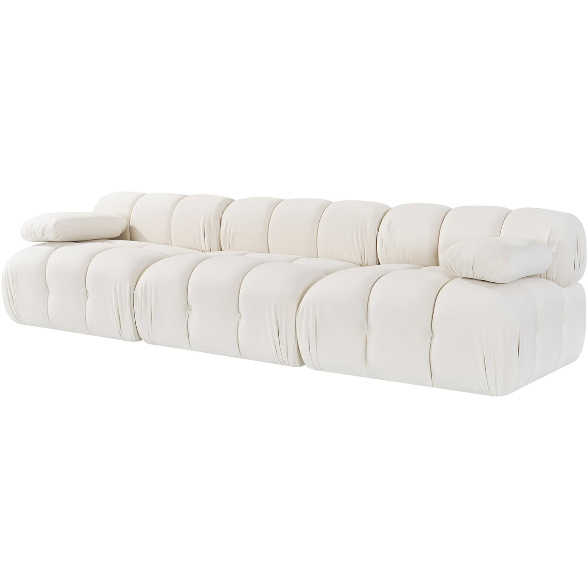 Orin Cream Velvet Performance Fabric Upholstered 3 Piece Modular Sofa
