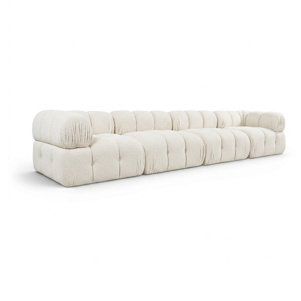 Orin Cream Velvet Performance Fabric Upholstered 4 pc. Modular Sofa in cream velvet, primary product view