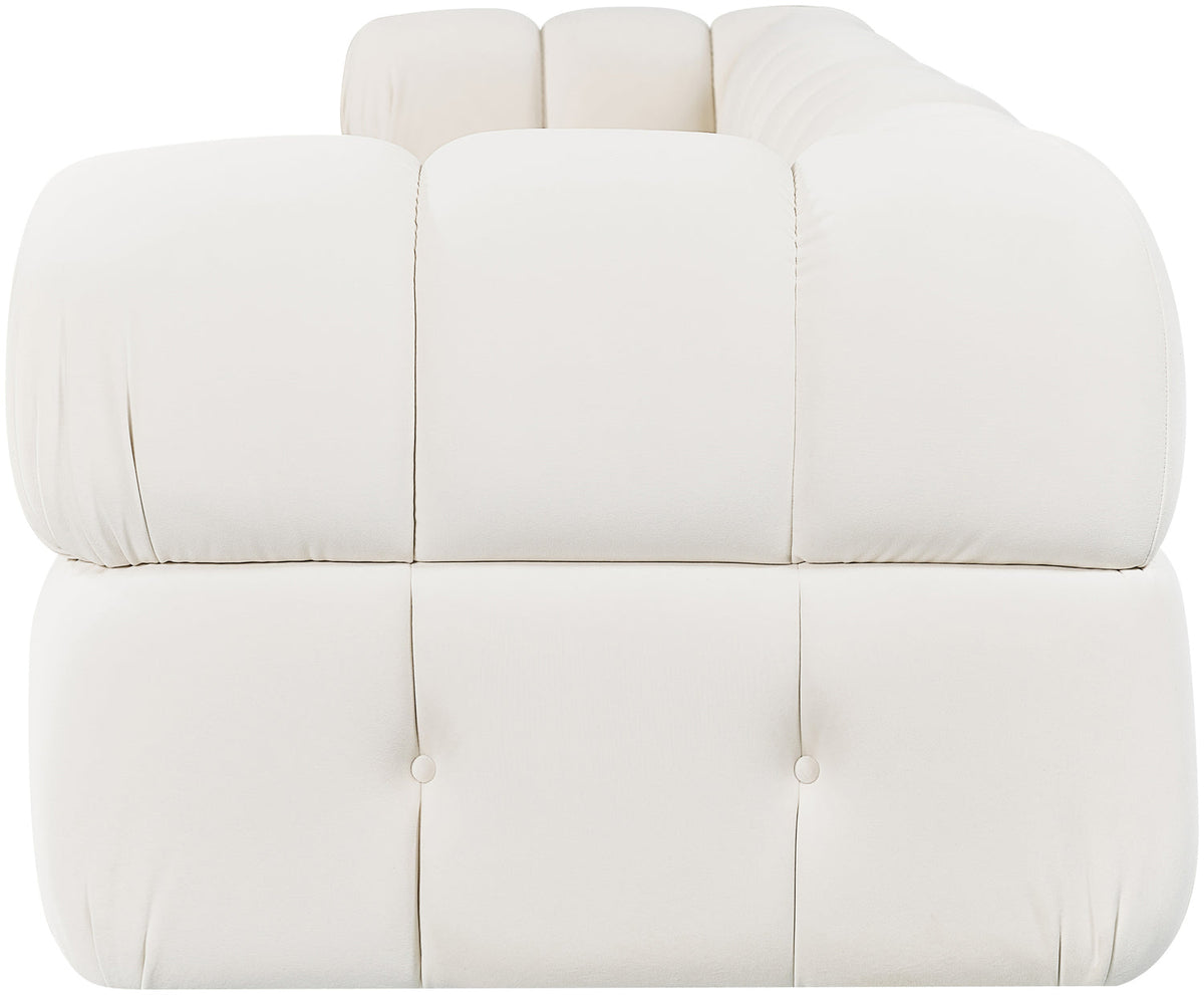 Orin Cream Velvet Performance Fabric Upholstered 4 Piece Modular Sofa