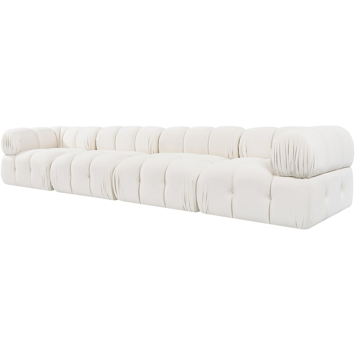 Orin Cream Velvet Performance Fabric Upholstered 4 Piece Modular Sofa