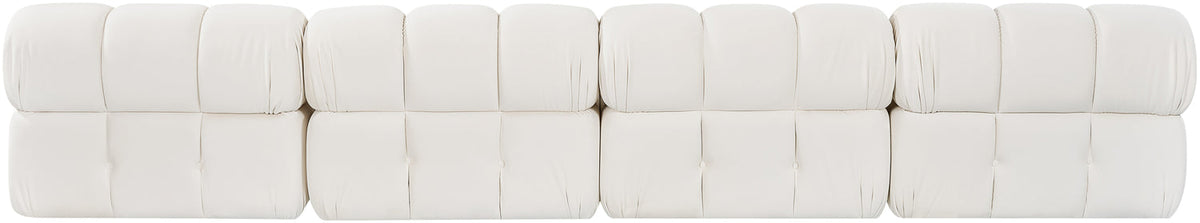 Orin Cream Velvet Performance Fabric Upholstered 4 Piece Modular Sofa
